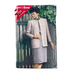 See & Sew 5204 Misses Jacket and Dress Sewing Pattern Size 14-16-18 Vintage CUT